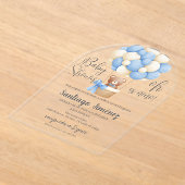 Blue Bear Spanish Baby Shower Boy Acrylic アクリル招待状 (レイダウン)