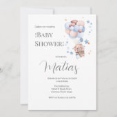 Blue Bear Spanish Baby Shower Boy invitation 招待状 (正面)