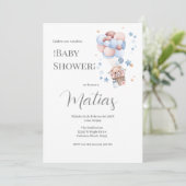Blue Bear Spanish Baby Shower Boy invitation 招待状 (スタンド正面)