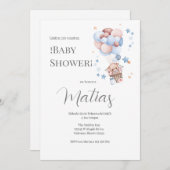 Blue Bear Spanish Baby Shower Boy invitation 招待状 (正面/裏面)