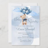 Blue Bear Spanish Baby Shower Boy invitation 招待状 (正面)