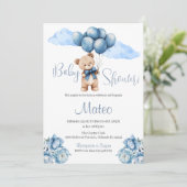 Blue Bear Spanish Baby Shower Boy invitation 招待状 (スタンド正面)