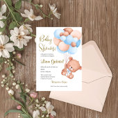 Blue Bear Spanish Baby Shower Boy invitation 招待状