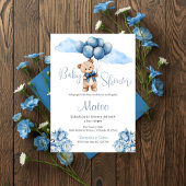 Blue Bear Spanish Baby Shower Boy invitation 招待状
