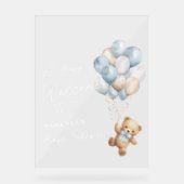 Blue Bearly Wait-Baby Boy Shower Welcome Sign アクリルサイン (正面)