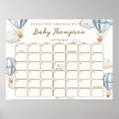 Blue Bearly Wait Guess The Arrival Date Game Sign ポスター (正面)