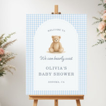 Blue Bearly Wait Teddy Bear Baby Shower Welcome
