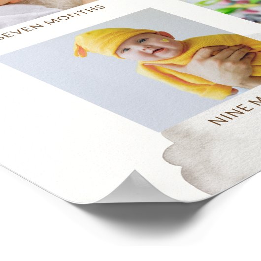 Blue Beary First Birthday Photo Timeline ポスター (角)