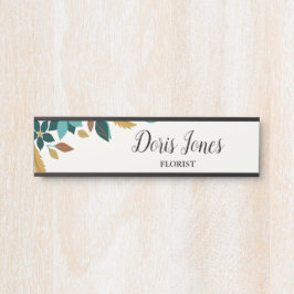 Blue beauty flower fall leaves サインプレート