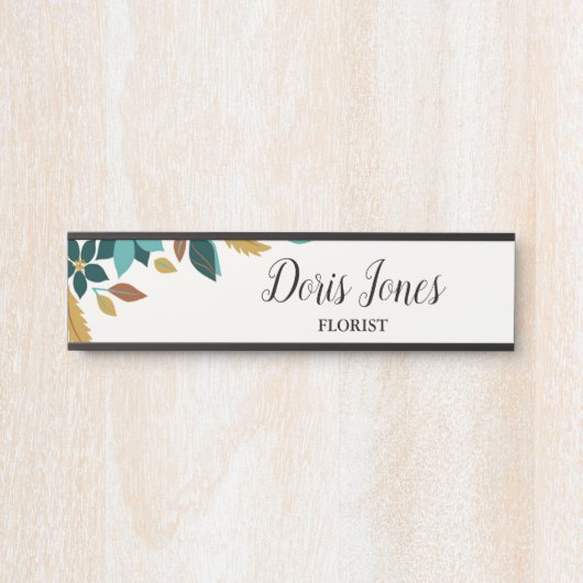 Blue beauty flower fall leaves サインプレート (正面)