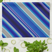 Blue Beige and Lavender Stripes キッチンタオル (折り畳み)