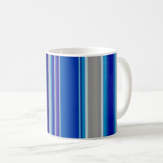 Blue Beige and Lavender Stripes コーヒーマグカップ (正面右)