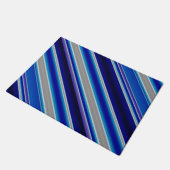 Blue Beige and Lavender Stripes  ドアマット (アングル)