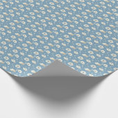 Blue Beige Floral Birthday Bridal Baby Shower ラッピングペーパー (角)