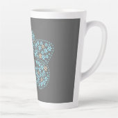 Blue Beige Floral Bloom – Dark Grey Botanical Mode カフェラテマグ (右)