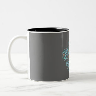 Blue Beige Floral Bloom – Dark Grey Botanical Mode ツートーンマグカップ