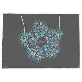 Blue Beige Floral Bloom – Dark Grey Botanical Mode ラージペーパーバッグ (裏面)