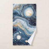 Blue Beige Geode Abstract with Gold Swirls バスタオルセット (ハンドタオル)