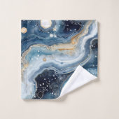 Blue Beige Geode Abstract with Gold Swirls バスタオルセット (ウォッシュタオル)