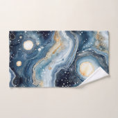Blue Beige Geode Abstract with Gold Swirls バスタオルセット (ハンドタオル)