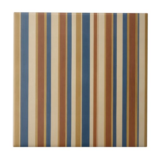 Blue beige gold and bronze stripes タイル (正面)