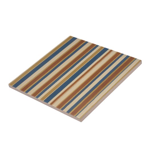 Blue beige gold and bronze stripes タイル (側面)