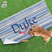 Blue Beige Striped Pattern Design Pet Towel バスタオル