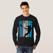 Blue Believe Lacrosse Motivational Girls Team Retr Tシャツ (正面フル)