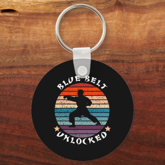 Blue Belt Level Unlocked Achievement Karate Keep T キーホルダー (正面)