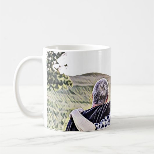 Blue best grandpa ever the times コーヒーマグカップ (左)