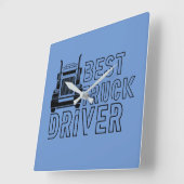 Blue Best Truck Driver Carrier スクエア壁時計 (傾斜)