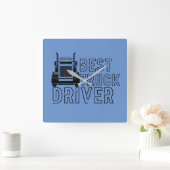 Blue Best Truck Driver Carrier スクエア壁時計 (ホーム)