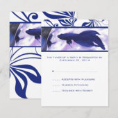 Blue Betta Fish結婚式RSVPカード 出欠カード (正面/裏面)