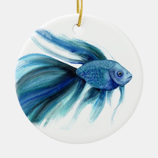 Blue Betta Fish セラミックオーナメント (正面)