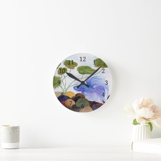 Blue Betta Fish ラウンド壁時計 (ホーム)