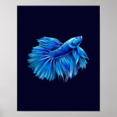 Blue Betta Fish on Navy |Aquarium Lover ポスター (正面)