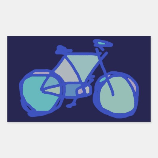 blue bicycle 長方形シール (正面)