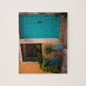 Blue Bicycle and Door in Summer ジグソーパズル (縦)