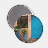 Blue Bicycle and Door in Summer マグネット (正面/裏面)