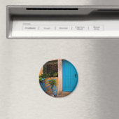 Blue Bicycle and Door in Summer マグネット (インサイチュ (食洗機))