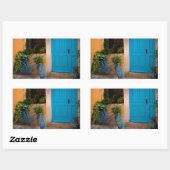 Blue Bicycle and Door in Summer 長方形シール (シート)
