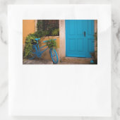 Blue Bicycle and Door in Summer 長方形シール (バッグ)