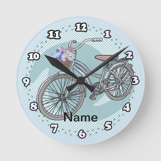 Blue Bike  Clock ラウンド壁時計 (正面)