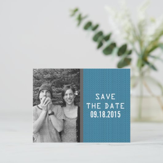 Blue Binary Code Photo日付ポストカードの保存 案内ポストカード (スタンド正面)