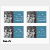 Blue Binary Code Photo Save the Date Stickers 長方形シール (シート)