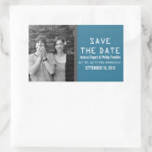 Blue Binary Code Photo Save the Date Stickers 長方形シール (バッグ)