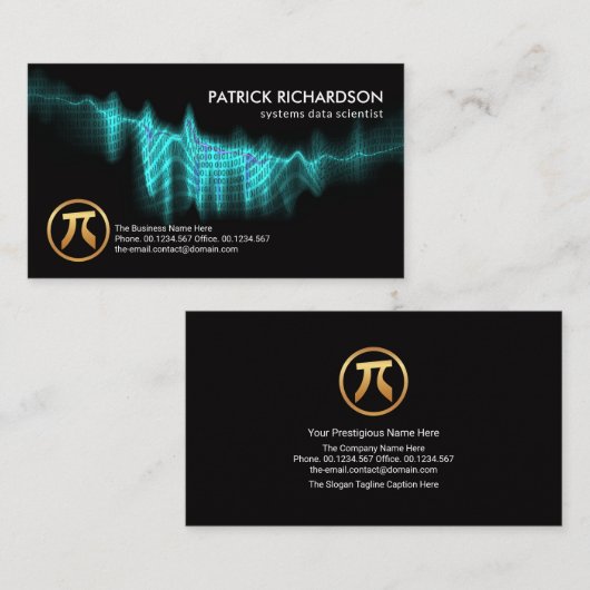 Blue Binary Codes Digital Wave Data Scientist 名刺 (正面/裏面)