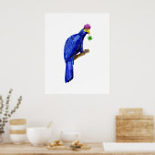 Blue Bird  – Botanical Watercolor Fantasy Art ポスター (キッチン)
