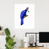 Blue Bird  – Botanical Watercolor Fantasy Art ポスター (ホームオフィス)