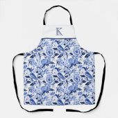 Blue Bird Chinoiserie Monogram エプロン (正面)